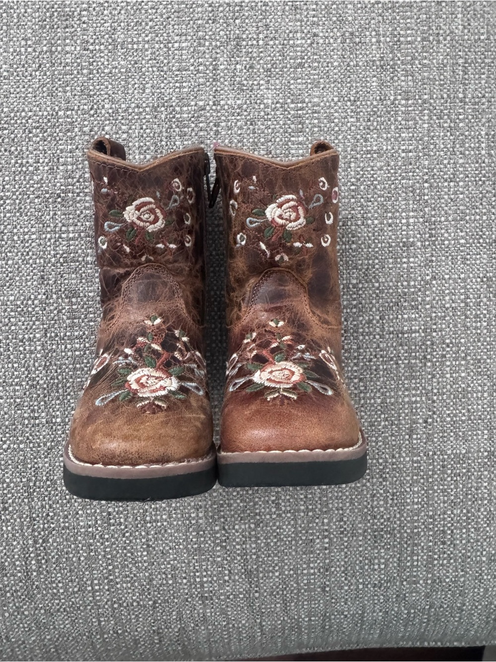 Shyanne Brown Floral Embroidered Kids Western Boots